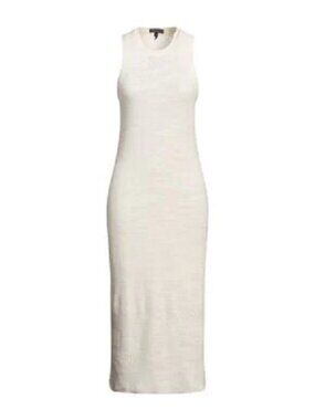 ZARA White Bodycon Stretch Cocktail Midi Dress w/ Cutout Back Slit S Small